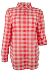Michael Kors Women's Checked Button-Down Shirt-S-S Sangria